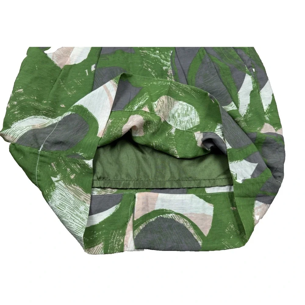 TULLE Green Abstract Print A-Line Skirt L Lined Boho Chic Earthy Resort Vacation